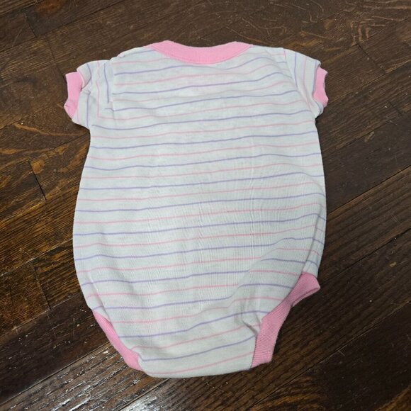 Vintage Pink Purple Striped Baby One PIece Body Suit - Picture 2 of 11